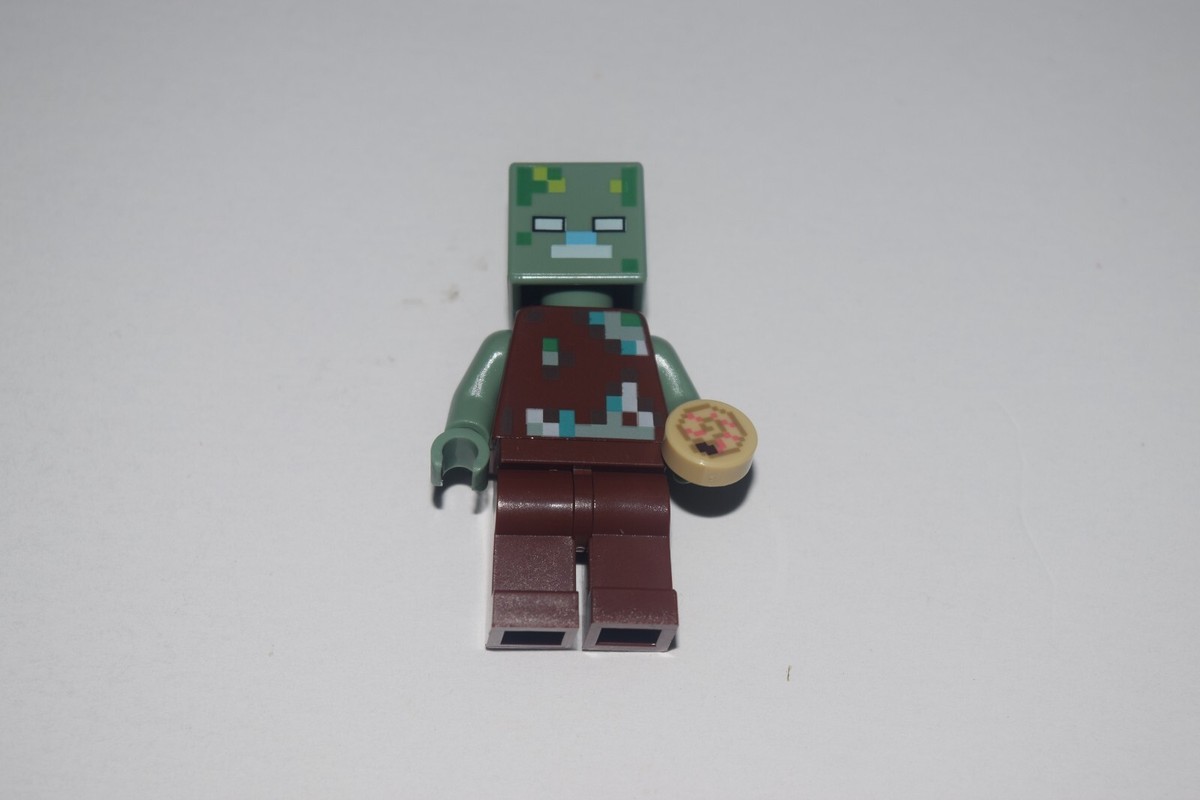 Lego Minecraft Drowned Zombie Minifigure Ocean Seashell Nautilus