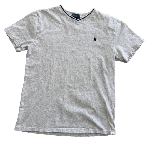 Ralph Lauren Polo Short Sleeve T Shirt V Neck Boys Large 14/16 Gray - Picture 4 of 4