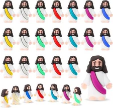 Bememo 25 Pcs Little Jesus Figures Original Design Mini Rubber Jesus Toys To And