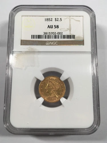 1852 $2 1/2 GOLD LIBERTY QUARTER EAGLE NGC AU58 04XXG25