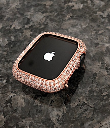 42 mm Oro Rosa Laboratorio Diamante Apple Watch Bisel Estuche Cubierta Metal iwatch 2/3 Parachoques - Imagen 4 de 5