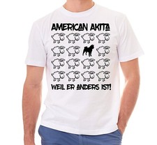 BLACK SHEEP  AMERICAN AKITA Hund Hunde Hundemotiv Männer Fun Schaf T-Shirt 