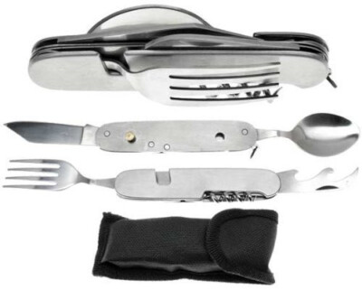 7-In-1 Stainless Steel Multi Function Camping Tool Utensils Knife Spoon Opener