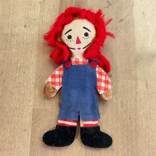 Small Vintage Raggedy Ann Doll, Flat Cloth and Yarn, 5"
