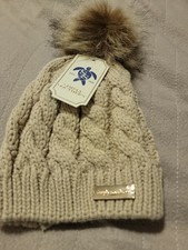Simply Southern Brown Beige Infant Faux Fur Pom Knit Beanie Cap Hat Brand New