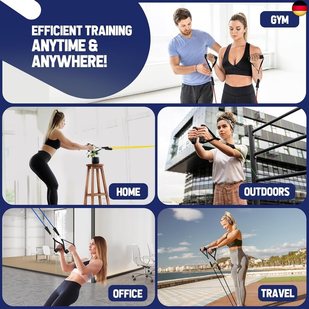 Fokky Weerstandsbanden, 5 niveaus oefenband, optrekbanden, weerstandsbanden, set mannen met anker, handgrepen, tas en trainingsinstructie, fitnessweerstandsbanden voor spiertoning, yoga, fitness