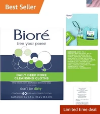 Daily Deep Pore Cleansing Wipes - 60 Count, Dirt-Grabbing Fibers for Refreshment