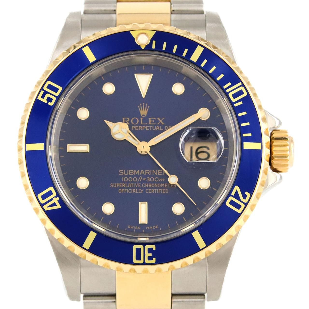 Authentic Rolex Submariner Date 16613 SSxYG Mechanical Automatic F-serial nu...