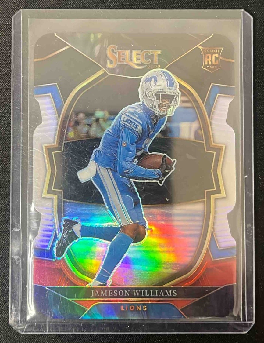 2022 Panini Select Jameson Williams #57 Black and Red Prizm Die Cut RC Concourse