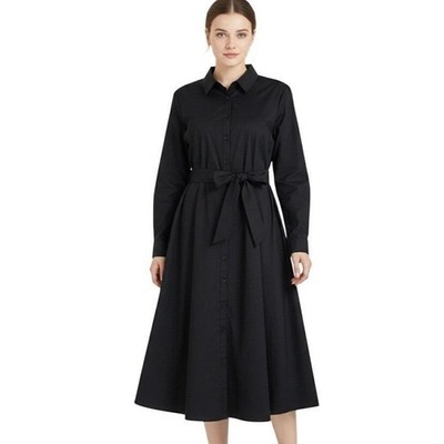 PARI PASSU BLACK NEW Poplin Shirt Dress Plus 52'' chest Minimalist Quiet Luxury