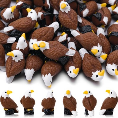 50 Pcs Mini Resin Bald Eagle, Wildlife American Bald Eagle Garden Statue, Min