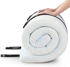 Portable 3" Gel Memory Foam Mattress Topper for Cot, Sofa Bed  Chair