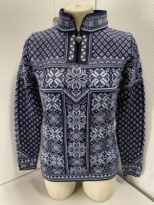 Dale of Norway Womens Peace Fern 100% Wool Knit Sweater Size S Blue