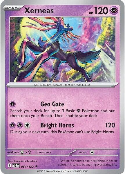 NM-Mint, English Pokemon Holo Xerneas - 064/132 - Holo Rare ME - Mega Evolution