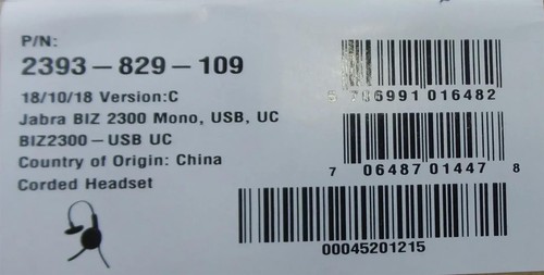 Jabra Biz 2300 Mono USB UC Corded Headset 2393-829-109 - Free Shipping - Picture 3 of 3
