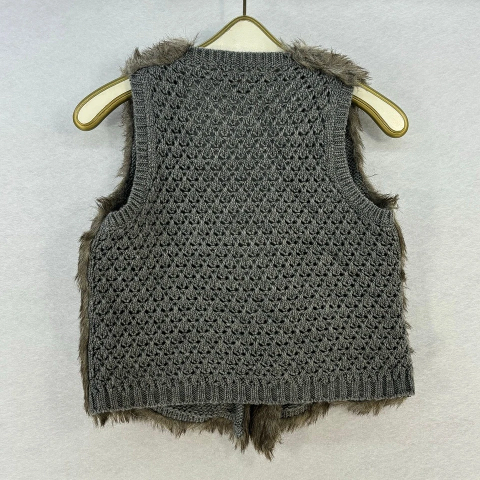 Chaleco De Colección Habana Imitación Piel MEDIANO Gris Tejido Bolsillos Indie Invierno Mob Esposa Foto 3 de 4