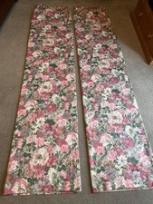 Beautiful Bespoke Large Vintage Sanderson Rose Patterned Lined Weighted Curtains