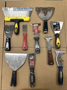 Lot Of 10 Used Putty Knives Scrapers Painter Drywall Carpenters Supplies Tools