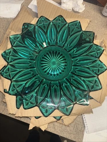Vintage Teal Blue Federal Plate 9 In. Federal Glass Plate