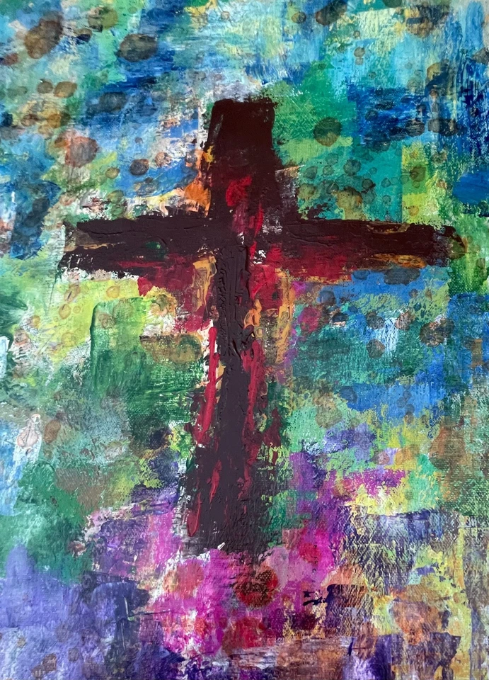 Уникальный холст «Кровь креста» 12x16 экспрессионизм абстрактный дизайн домашнее искусство - Изображение 2 из 4