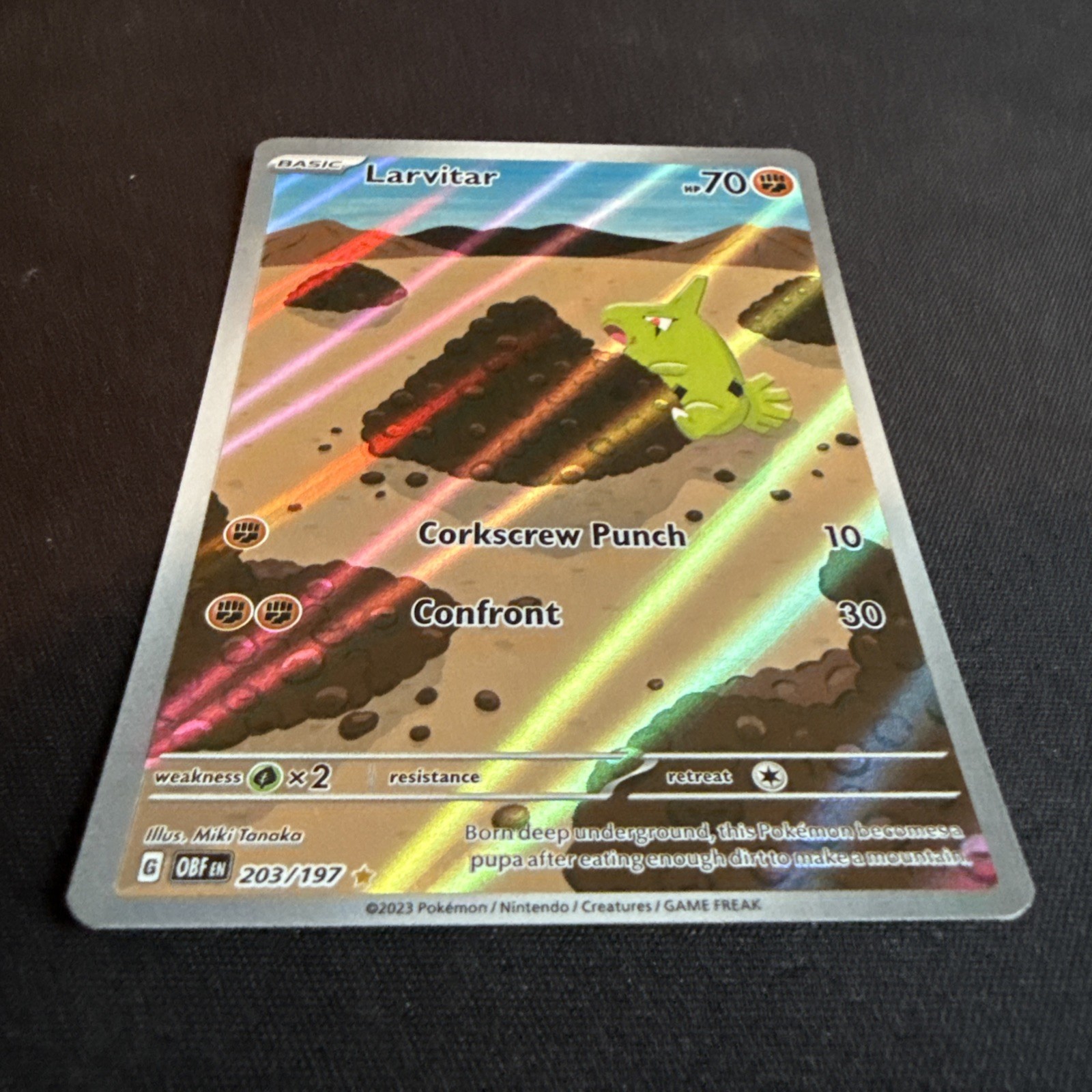 Larvitar - 203/197 - Illustration Rare - Obsidian Flames - Pokemon Card - NM/M