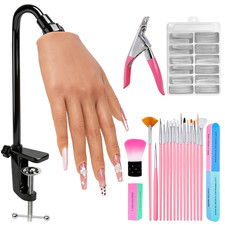 Realistic Silicone Practice Hand for Acrylic Nails, Flex Fingers