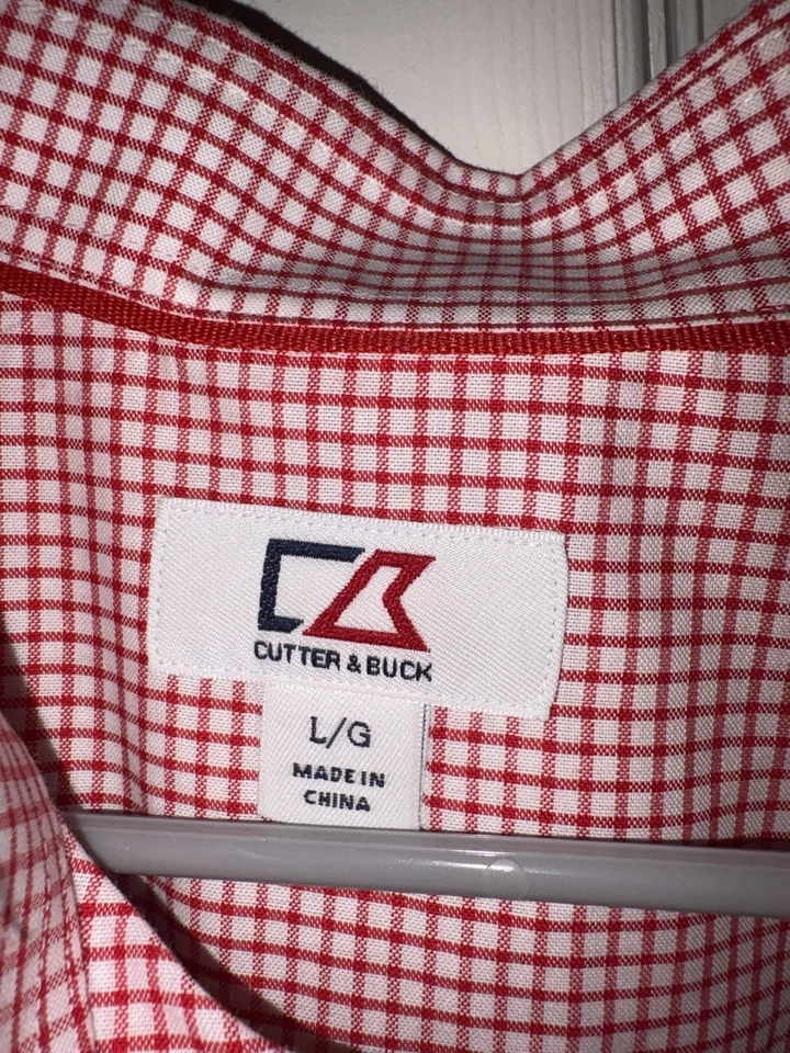 Cutter & Buck Alabama Crimson Tide Men’s Large Red Check Button Down Shirt - Image 3 of 3