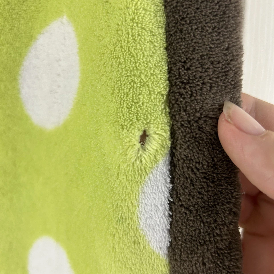 Elegant Baby Turtle Blanket Green White Polka Dots Brown Edge Lovey - Image 3 of 4