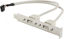 USB 2.0 2 Port Rear Panel Expansion Bracket Motherboard Header Adapter 9 Pins