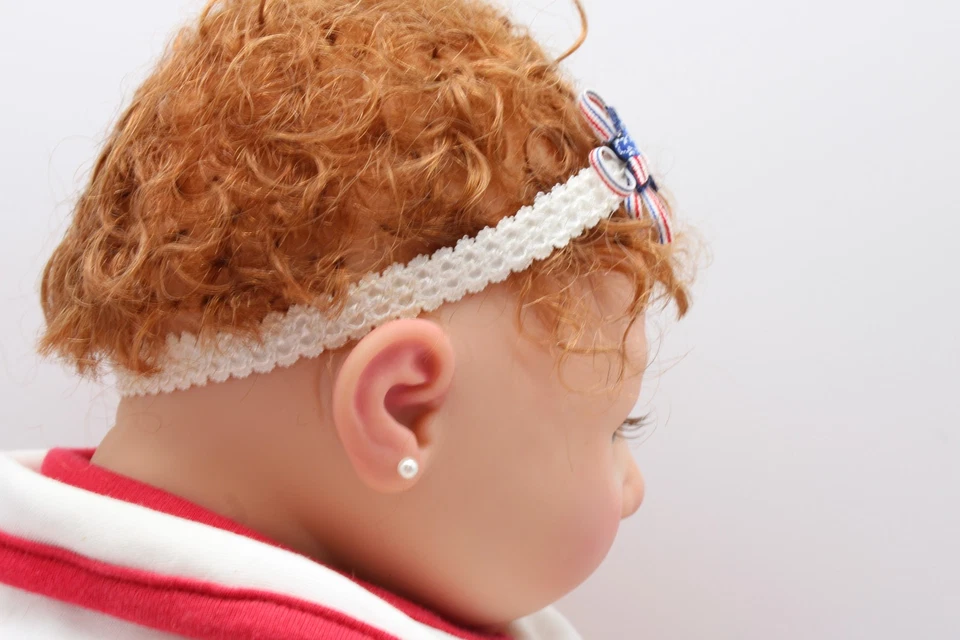 Bebé niña renacida 21” cuerpo de tela pelo castaño rojizo ojos marrones muñeca realista hecha por artista Foto 4 de 4