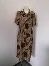 Woman’s Slip On Dress Midi Brown Size M Short Sleeve Round Neck Stretch DC25