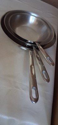 Emeril Stainless Steel Set 8, 10 & 12'' Fry Pan Skillet Copper Core  Rivet Handle