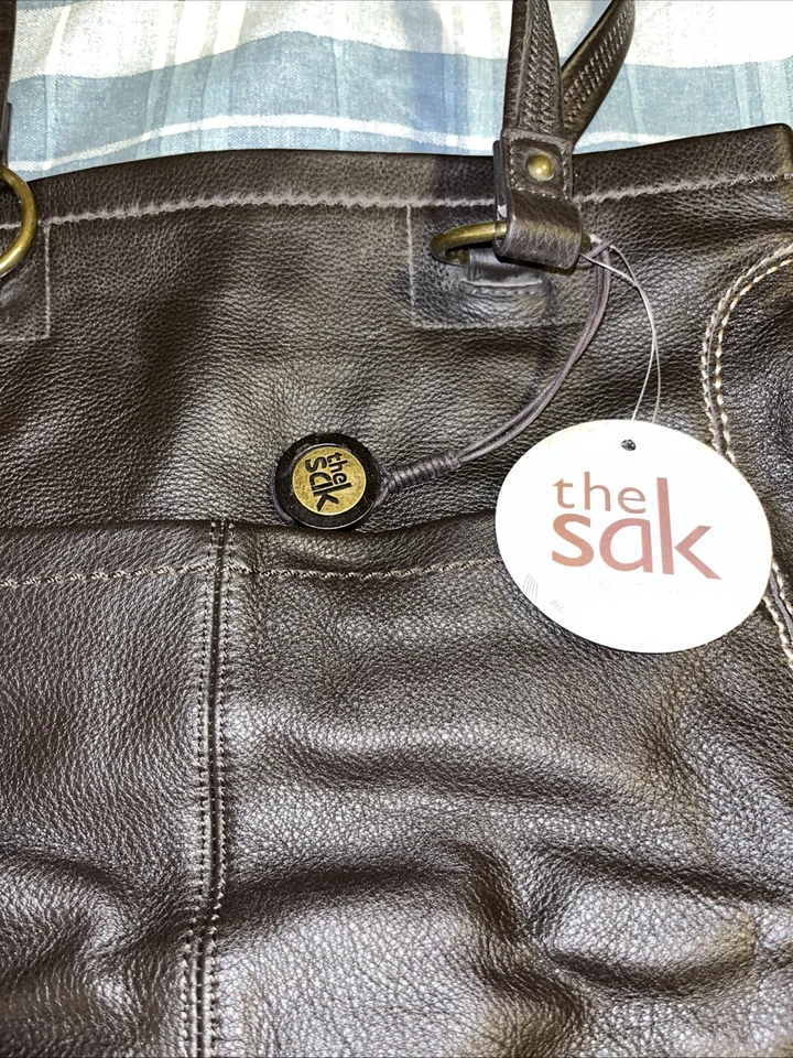 Bolsa tote de mão The Sak Purse couro marrom íris 14x13x4 nova com etiquetas - Imagem 2 de 4