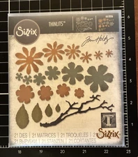 SIZZIX Tim Holtz Thinlits Floral Garden/Holiday Greens Foliage or Wildflower Die