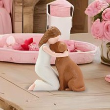 Harz Mädchen Hund Statue Bücherregal Home Decor Geschenk Fenster Mensch und