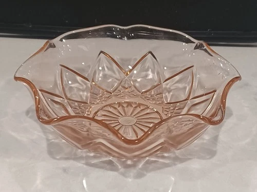 Hazel-Atlas Pink Glass Berry Bowls, 5" Diameter,  Set Of 5