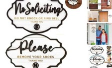 Funny No Soliciting Sign For House Door and Please Remove Your Shoes Sign 2