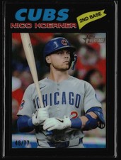 2026 Topps Heritage #28 Nico Hoerner Black Short Print /77