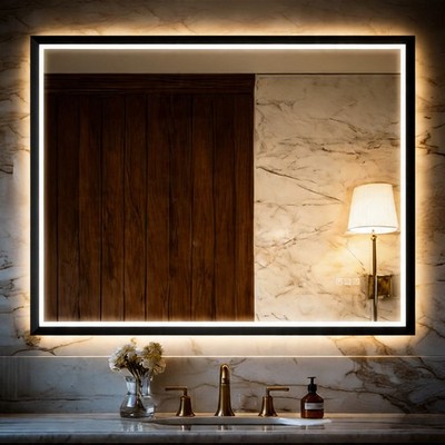 USHOWER 40x30 LED Bathroom Mirror Anti-Fog Dimmable Lighted Vanity Wall Mirror