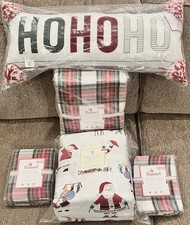 Pottery Barn Kids Morgan Plaid Full/Qn Duvet Shams Jolly Santa Sheet Set Pillow