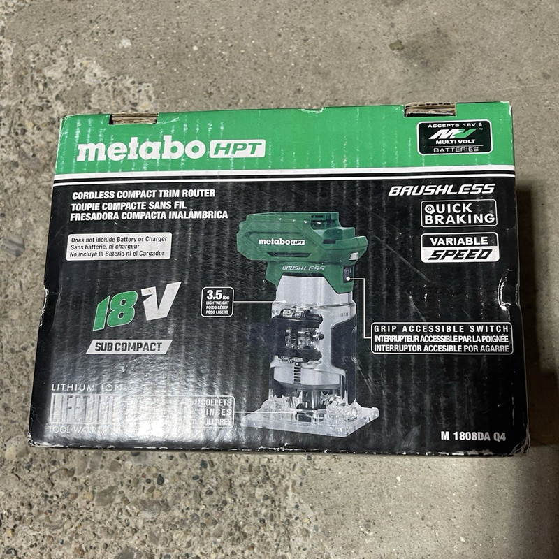 Metabo HPT 18V Brushless Cordless Compact Trim Router, Li-Ion Green M1808DA