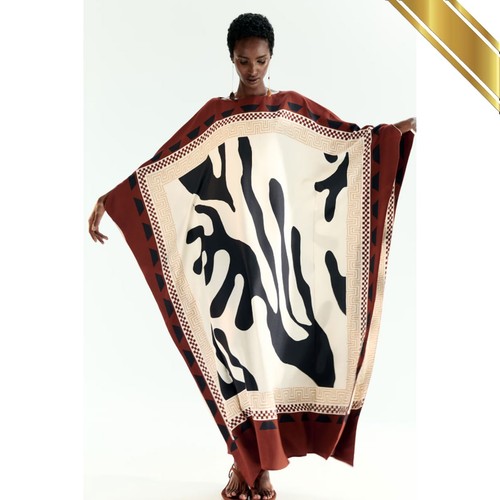 H&M Loose Fit Printed Kaftan Dress Rust Red/Patterned - H&M Limited Edition 2026