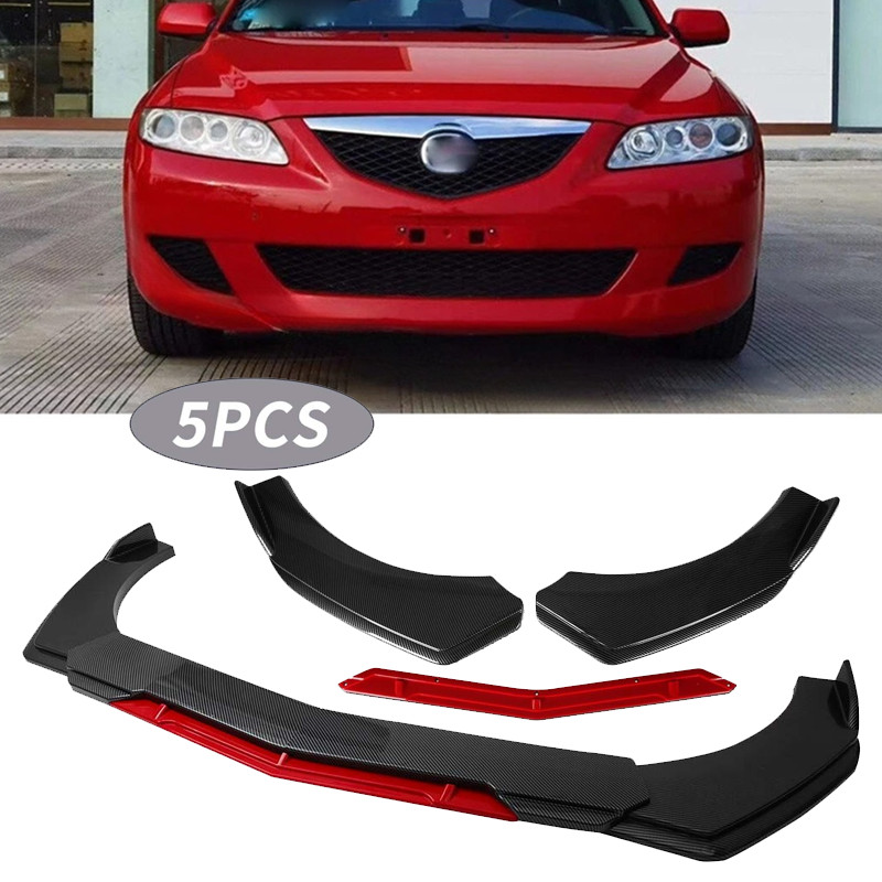 Front Bumper Lip Spoiler Splitter Body Kit Carbon Fiber Red For Mazda 2 3 5 6