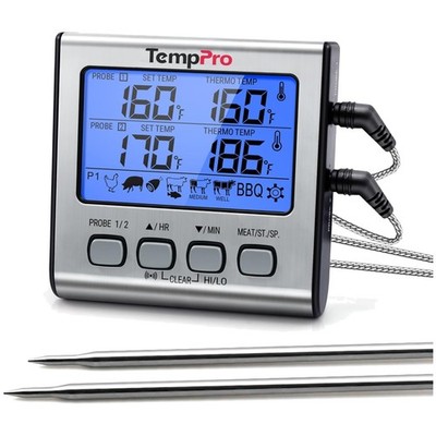 Dual Probe Grill Thermometer with High/Low Temp Alarm