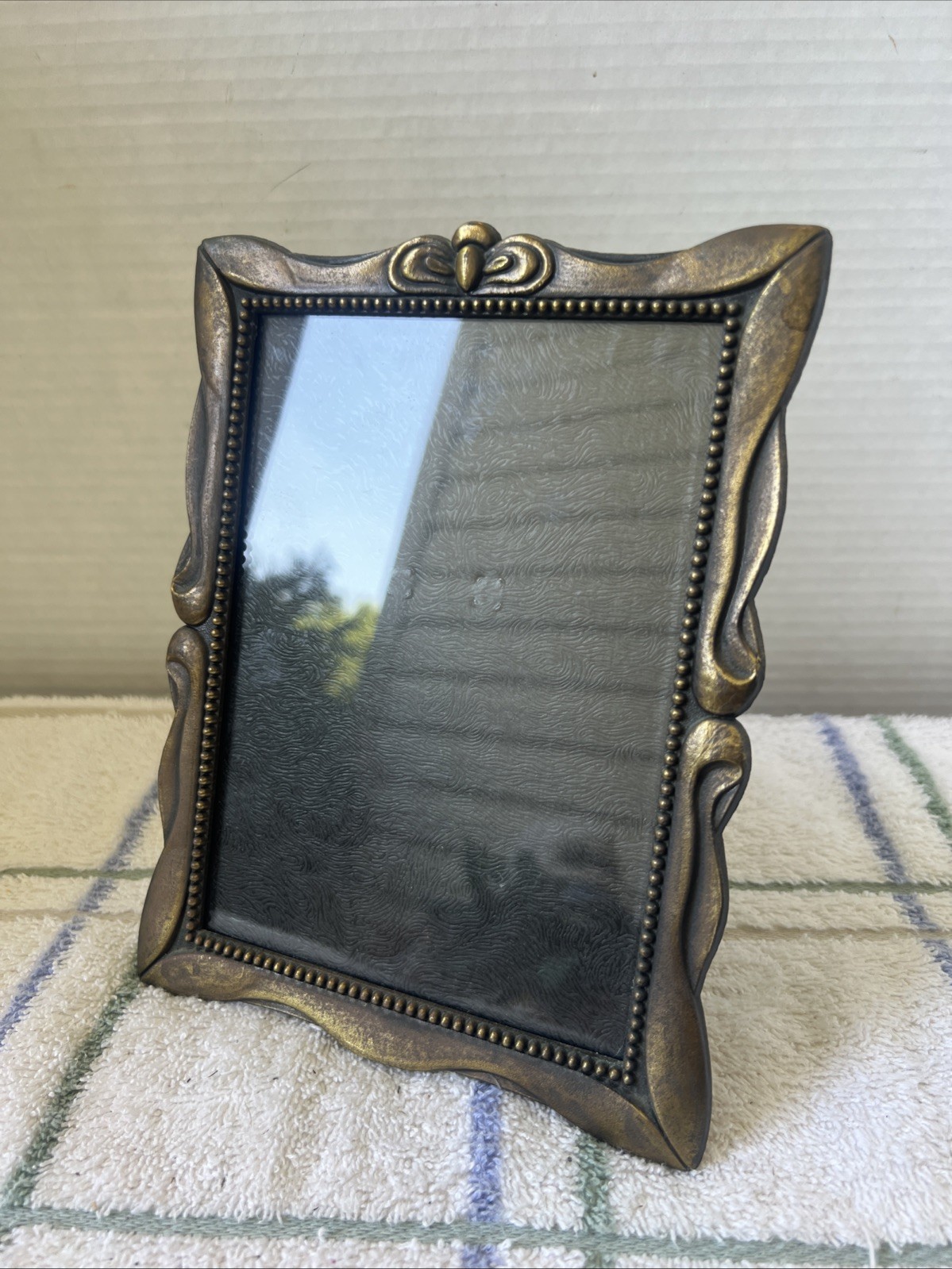 VTG. ART DECO STYLE Metal Bronze Finish 4x6 Photo  Nice!  Heavy