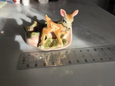 Vintage McCoy USA Deer & Fawn Drip-Glaze Planter – Mid-Century Ceramic Animal...