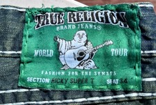 VTG True Religion Ricky Super T Rhinestone Flap Pockets Thick Stitch Made In USA