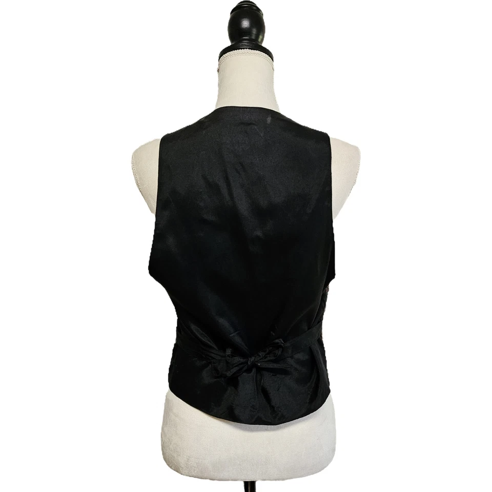 Vintage 90s Karen Kane Tribal Southwest Tweed Tie-Back Vest Sz M Aztec Western Foto 2 de 4