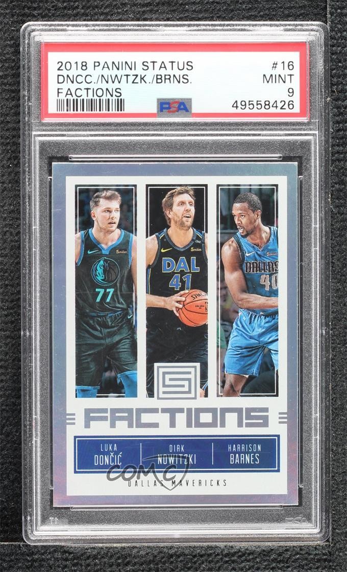 2018-19 Status Factions Luka Doncic Dirk Nowitzki Harrison Barnes PSA 9 MINT 3hd