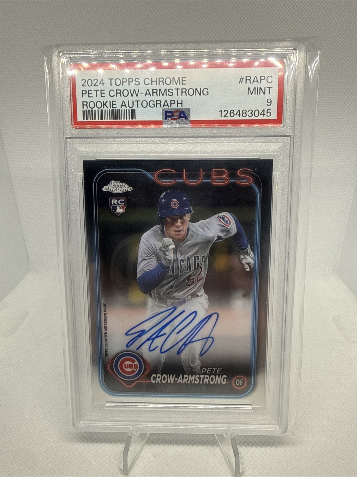 2024 Topps Chrome Rookie Autographs Pete Crow-Armstrong Auto #RA-PC PSA 9 Cubs